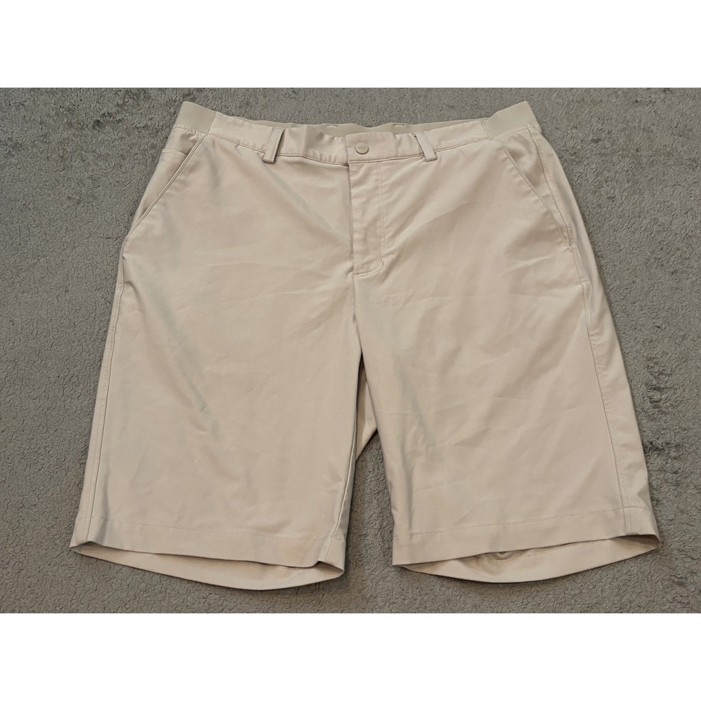 Greg Norman Mens Golf Shorts Tan Khaki Flat Front Stretch Size 34